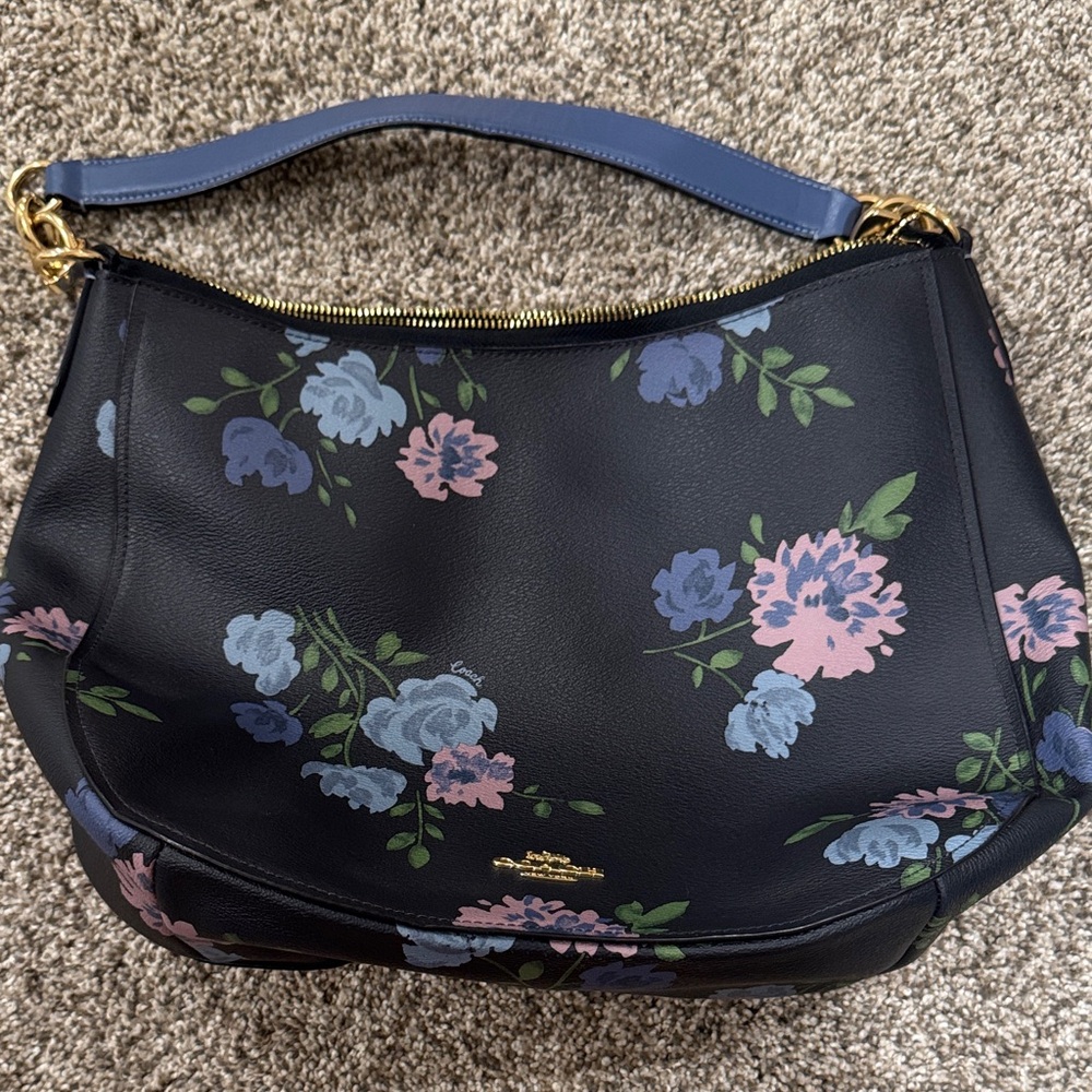 Coach Black Floral Hobo Bag